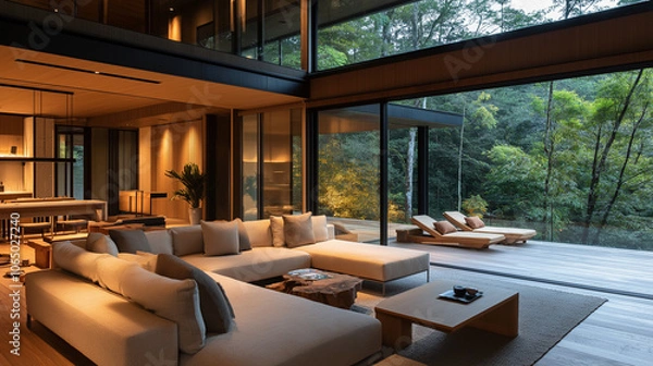 Obraz 高級別荘のリビング