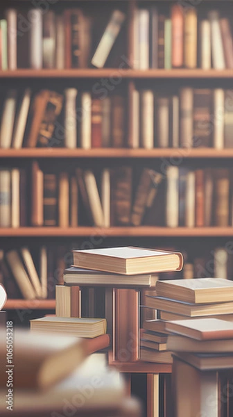 Fototapeta 3D vector image paper cute, Library Education knowledge background study school university