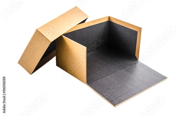 Obraz open present cardboard box isolated on white background