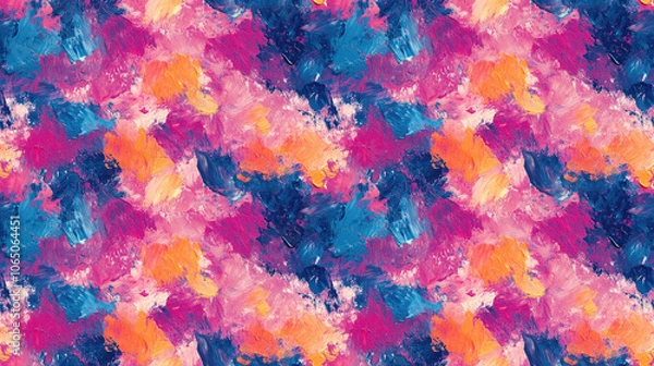 Fototapeta Colorful seamless pattern of contemporary acrylic textures created with a palette knife perfect for artistic backgrounds