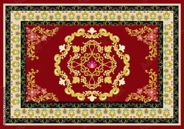 Fototapeta carpet pattern design, Navajo tribal fabric, boho,  geometric pattern, elegant design carpet, decorate the dining room, bedroom, carpet pattern blanket, woven carpet illustration