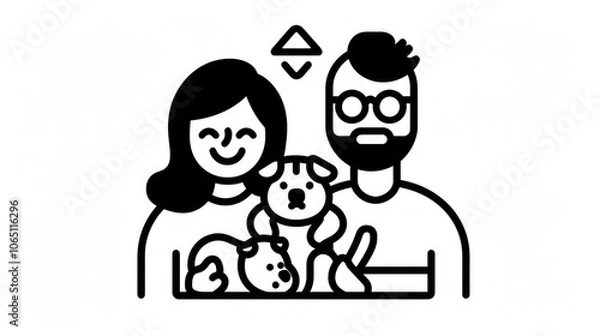 Fototapeta A couple and their two pets