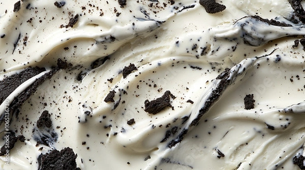Fototapeta Melting cookies and cream ice cream creamy white with