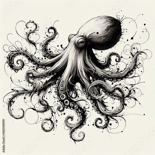 Fototapeta Ink Splash Octopus An octopus formed from dynamic ink splashes a