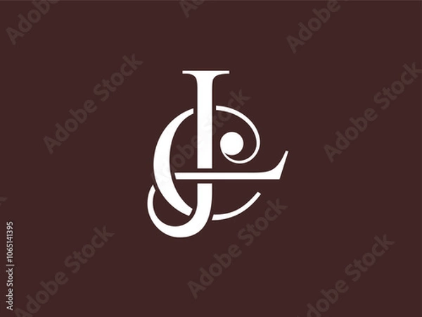 Fototapeta LC classic and unique modern serif letter monogram logo. Formed by two letters that are neatly connected with an organic touch. A perfect logo for personal brands, wedding monograms, fashion, etc.