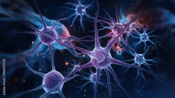 Fototapeta Microscopic View of Interconnected Neurons in the Brain