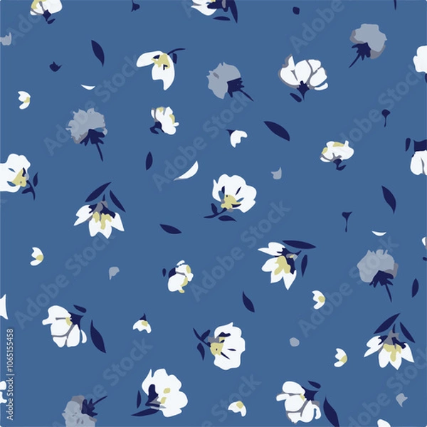 Obraz Big flowers pattern, upscale floral pattern. graphical textures floral, trendy colors pattern , flowers background with leaves. vector illustration.