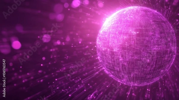 Obraz Abstract Pink Sphere with Light Trails and Glow