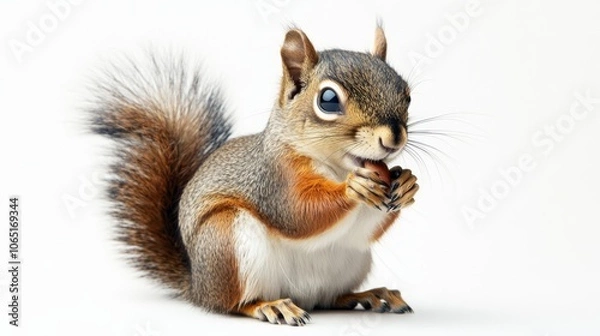 Fototapeta Playful Squirrel Eating a Nut