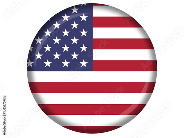 Obraz 缶バッジのようなアメリカの星条旗のイラスト