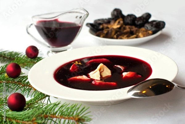 Obraz christmas borsch ( borscht, barszcz ) soup with dumpling