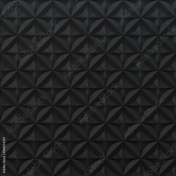 Fototapeta Black abstract background - circles and squares  geometric relief pattern