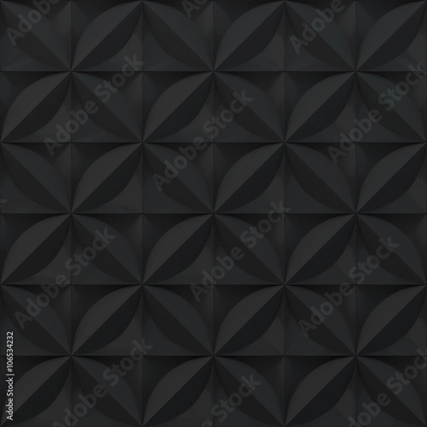 Fototapeta Black abstract background - circles and squares  geometric relief pattern