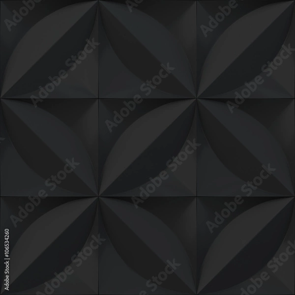 Fototapeta Black abstract background - circles and squares  geometric relief pattern