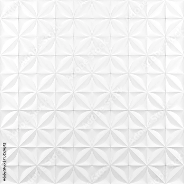Fototapeta White abstract background - floral geometric relief pattern