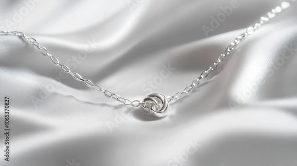 Fototapeta Delicate silver anklet with charm showcasing its elegance and simplicity