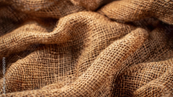 Fototapeta Natural Brown Jute Fabric Close-Up for Design Projects