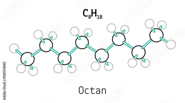 Fototapeta C8H18 octan molecule