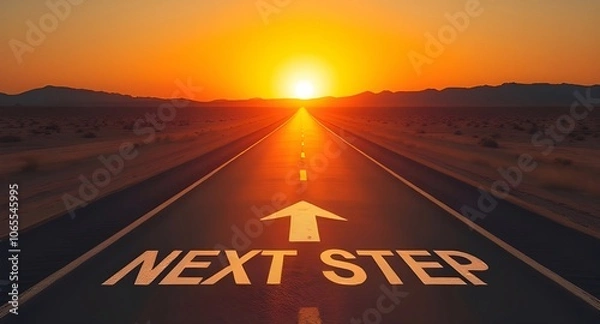 Obraz Next Step painted on a highway road 