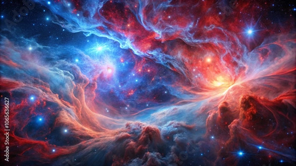Fototapeta Cosmic Nebula - Red and Blue Gas Clouds in Space