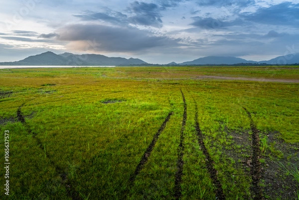 Obraz Vast lawn and evening sky
