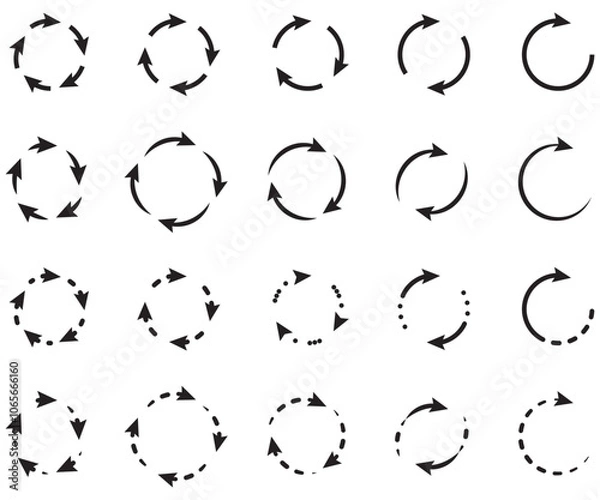 Fototapeta Circle arrow icon set, reload, refresh, loading, recycle, repeat symbols