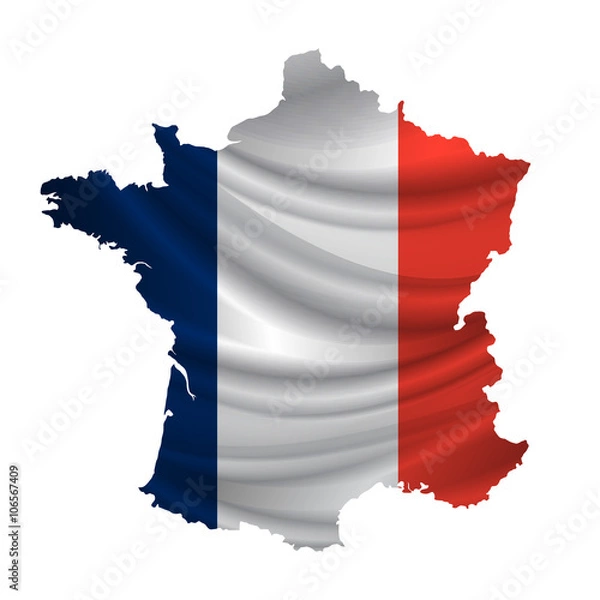 Fototapeta フランス　 国旗　地図　アイコン