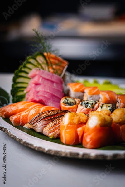 Fototapeta Sushi Mix Combo on a Plate
