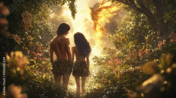Obraz God expelled Adam and Eve from Paradise. Bible. Old Testament. Genesis.