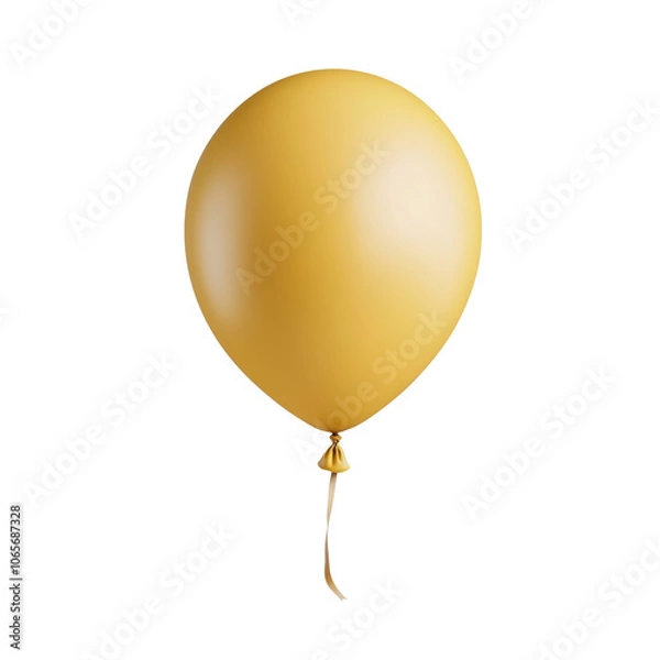 Obraz gold helium balloon. Birthday balloon flying for party and celebrations. Isolated on white background. Generative AI