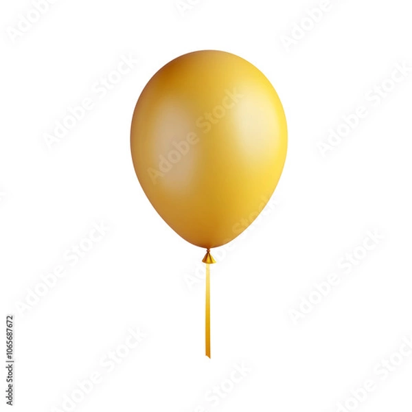 Obraz gold helium balloon. Birthday balloon flying for party and celebrations. Isolated on white background. Generative AI