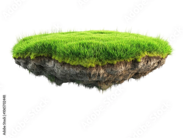 Obraz 3d illustration of floating fantasy green grass island