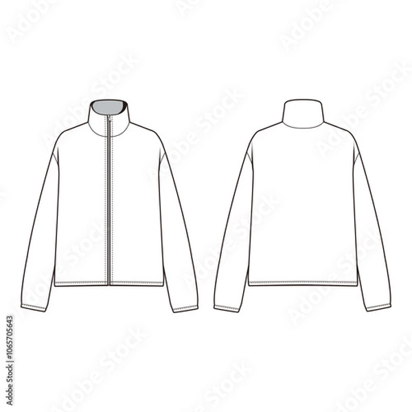 Fototapeta Lightweight zip-up jacket with a high collar, perfect for a sleek, minimal look in transitional weather.

