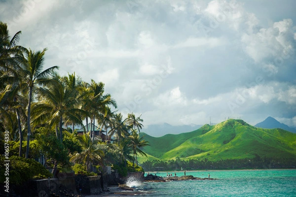 Obraz Plaża Lanikai na nawietrznym wybrzeżu Oahu na Hawajach