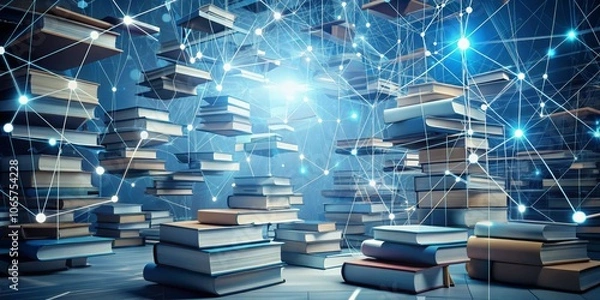 Fototapeta Interconnected Knowledge A Digital Network of Books and Ideas