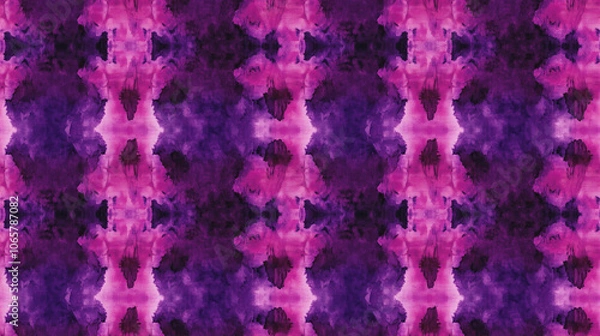 Fototapeta Seamless pattern of purple tie dye with dark violet brushstrokes featuring a futuristic spatters style for vibrant textile design