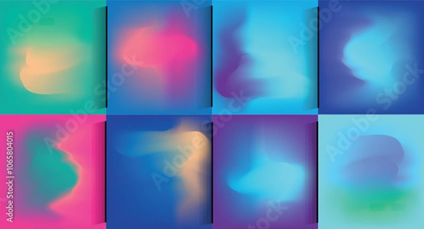 Obraz Abstract geometric pattern background for brochure cover design. Blue, yellow, red, orange, pink and green vector banner template	