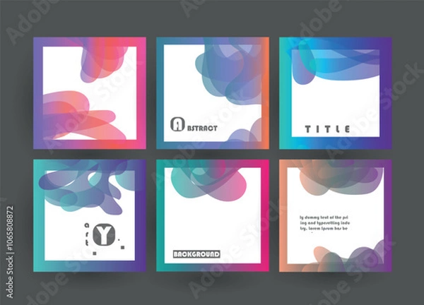 Obraz Abstract geometric pattern background for brochure cover design. Blue, yellow, red, orange, pink and green vector banner template	