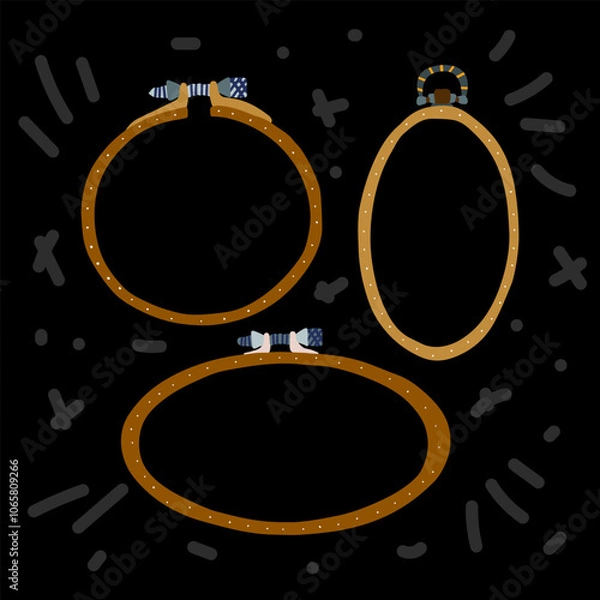 Obraz Embroidery three hoops brown needlework vector art