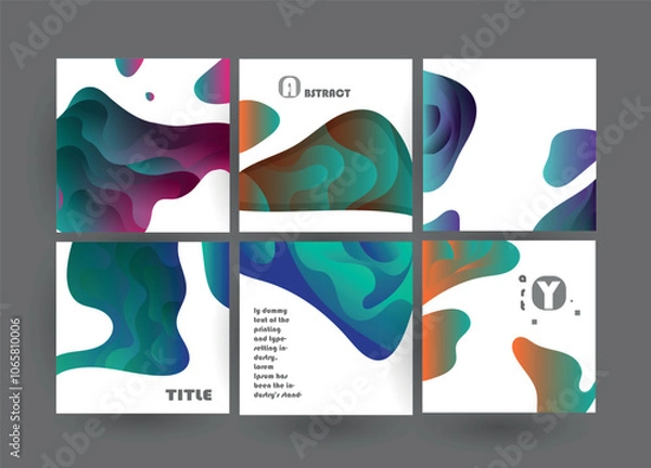 Obraz Abstract geometric pattern background for brochure cover design. Blue, yellow, red, orange, pink and green vector banner template	