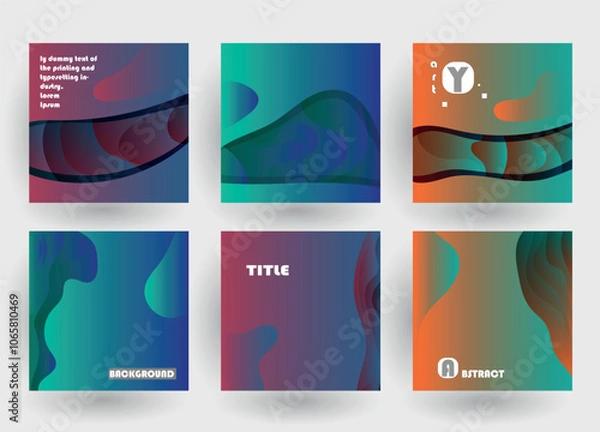 Obraz Abstract geometric pattern background for brochure cover design. Blue, yellow, red, orange, pink and green vector banner template	
