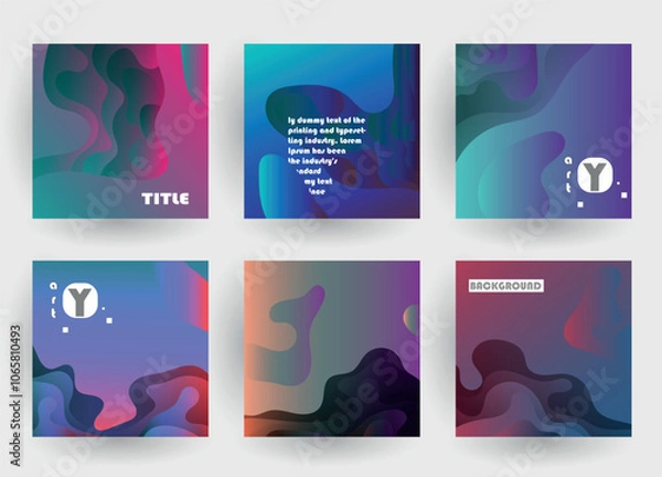 Fototapeta Abstract geometric pattern background for brochure cover design. Blue, yellow, red, orange, pink and green vector banner template	