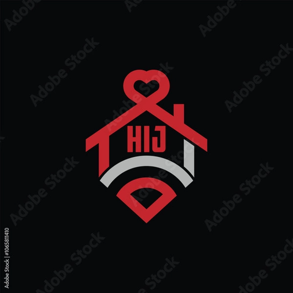 Fototapeta Connection Home Symbol With Letter HIJ