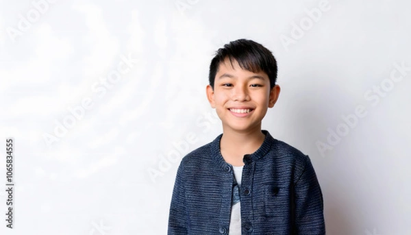 Obraz 笑顔の日本人の子供 白い背景