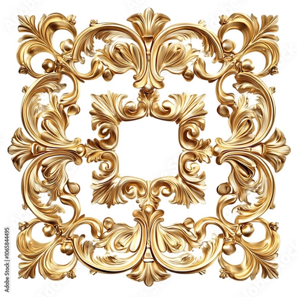 Obraz Golden luxury photo frame isolated on background