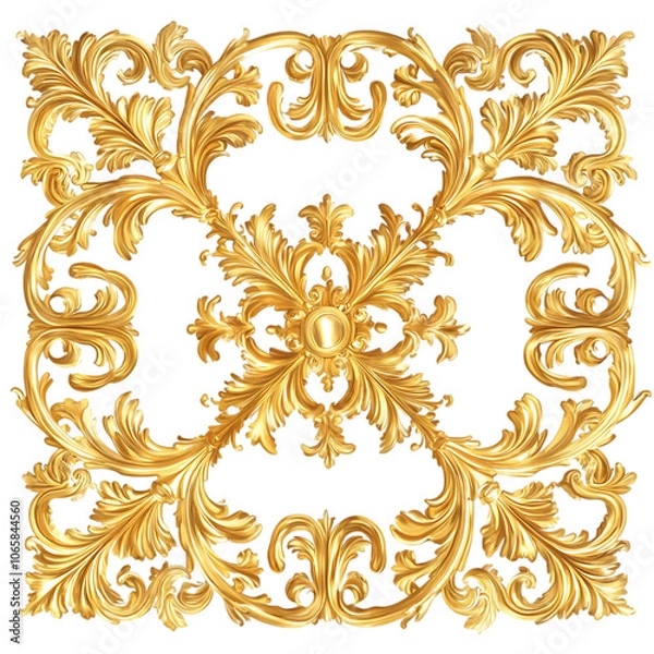 Obraz Golden luxury photo frame isolated on background