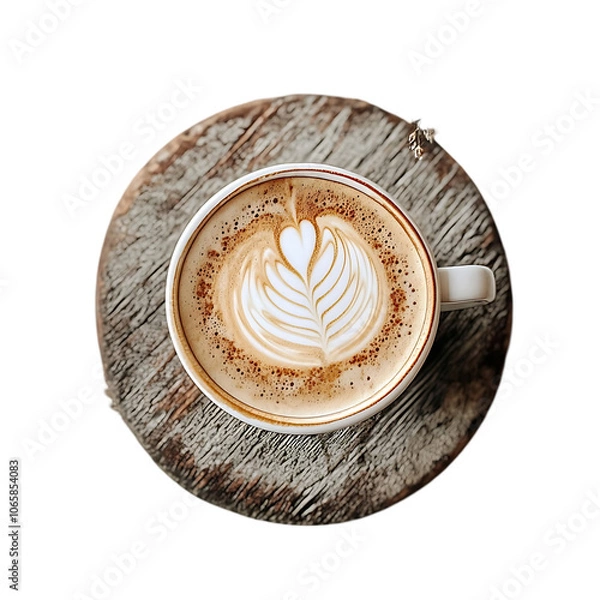Obraz 3d realistic vector icon illustration White coffee cup Cappucino drink Isolated on white backgrou