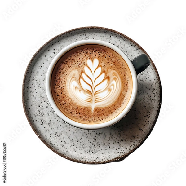 Obraz 3d realistic vector icon illustration White coffee cup Cappucino drink Isolated on white backgrou