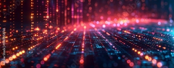 Obraz Futuristic hi-tech background. Cyberspace data transferring. Bokeh effect. Big data concept.