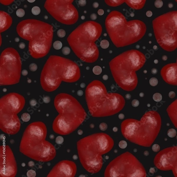 Obraz Valentine's Day seamless pattern, hearts on a colored background
